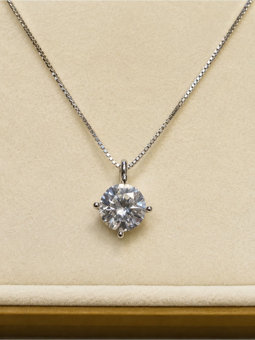 Beam & Bask 3 CT Moissanite Solitaire Necklace GRA Mom Gift Set